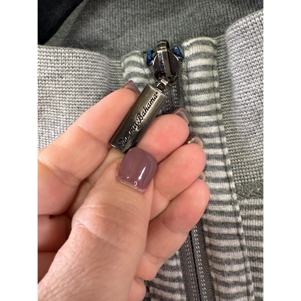 Tommy Bahama Mens 2XL Reversible Quarter Zip Pullover Gray Striped Sweater - Picture 12 of 13